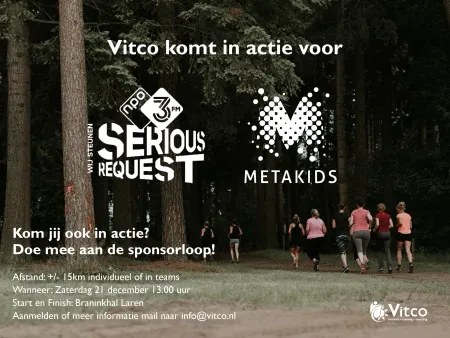 Sponsorloop Vitco voor steun Metakids via 3FM Serious Request