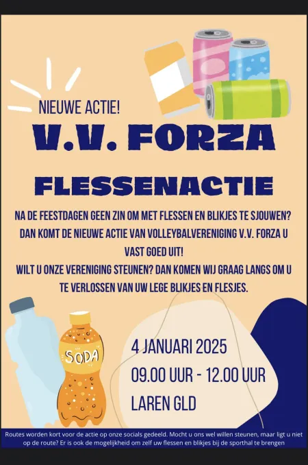 Spaar uw statiegeld voor VV Forza Harfsen-Laren!